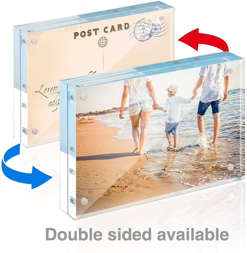 TWING 3.5x5 Inch Acrylic Picture Frame Horizontal Magnet Double Sided Photo Frame with Microfiber Cloth,12 + 12MM Thickness Clear Picture Frame Desktop Acrylic Photo Frame Display Gifts Ideal - Image 2
